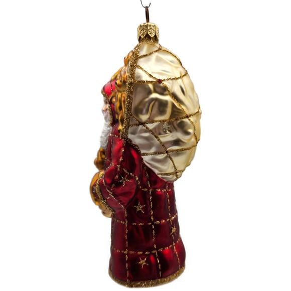 Patricia Breen Roosevelt Santa Red Glittered Stars Teddy Bear Christmas Ornament - Picture 6 of 11